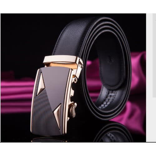 Men's Designers Pin-less Buckle Waist Leather Belt - Black