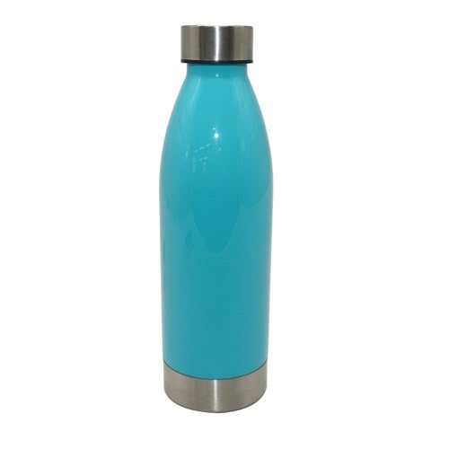 650ml Plastic Water Bottle With Stainless Steel Lid & Base - Peacock Plume