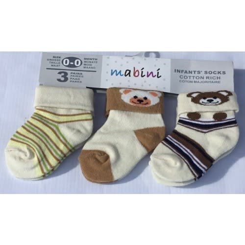 Infants Socks - Cream -3 Pairs