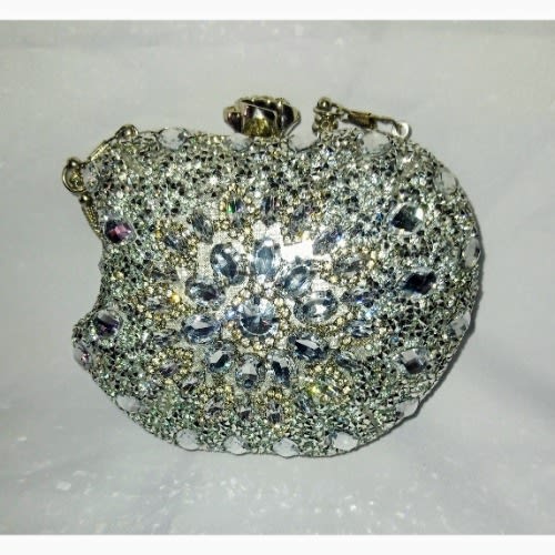 Silver Bridal Apple Design Luxury Stoned Purse