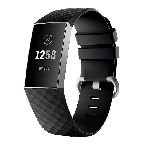 Flexible Silicone Smartwatch Strap Replacement For Fitbit Charge 3 - Black