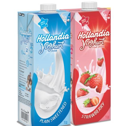 Plain Sweetened & Strawberry Yoghurt - 1L X 6Pcs