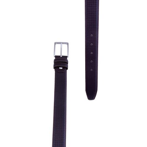 Tiny Checked Leather Belt MB-4166 - Coffee Brown