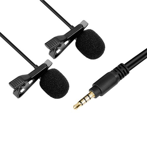 Dual Lavalier Video Record Interview Microphone For Digital Cameras & Iphones