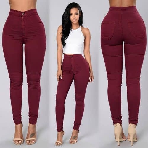 Denim  Ladies Casual  Jean - Ruby Red