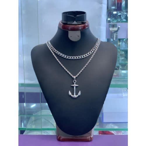 Two Chains With Anchor Pendant