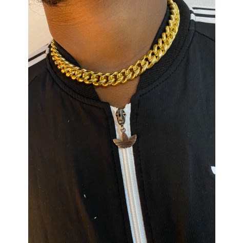 Polished Thick Men’s Stainless Neck Piece - Gold