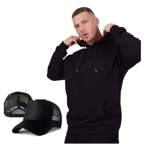 Hoodie & Baseball Cap - Black