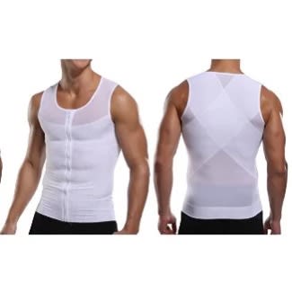 Men's Body Shaper, Slimming Vest - White