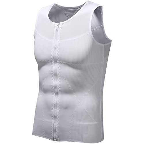 Men's Body Shaper, Slimming Vest - White