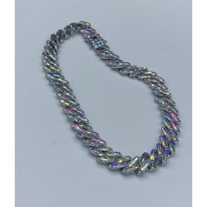 Petal Iced Men’s Tennis Necklace - Silver