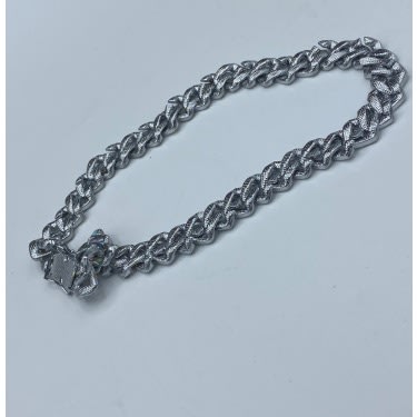 Petal Iced Men’s Tennis Necklace - Silver