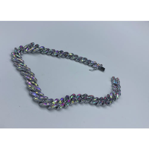 Petal Iced Men’s Tennis Necklace - Silver