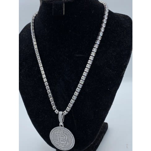 Iced Silver Stones Luxury Men’s Necklace N Pendant