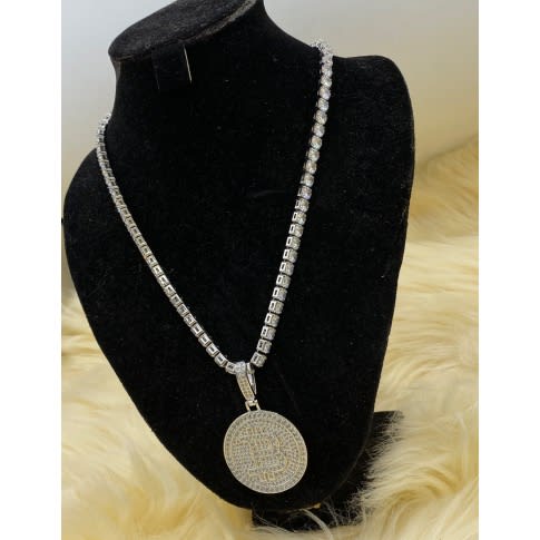 Iced Silver Stones Luxury Men’s Necklace N Pendant