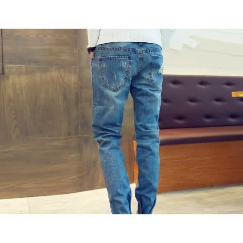 Korean New Fashion Rugged And Dirty Jeans