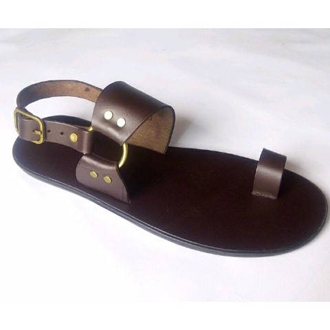 De Johnys Open Toe Sandal With Braze Ring-Chocolate Brown