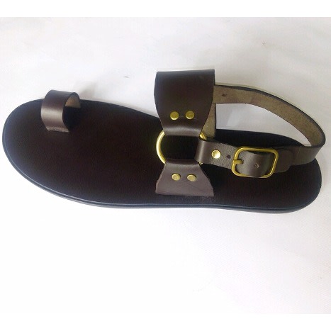 De Johnys Open Toe Sandal With Braze Ring-Chocolate Brown