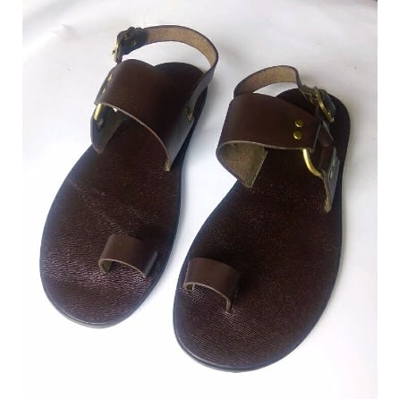 De Johnys Open Toe Sandal With Braze Ring-Chocolate Brown