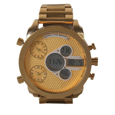 Large Face Analog/digital Watch For Men – Goldplated