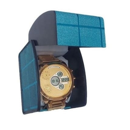 Large Face Analog/digital Watch For Men – Goldplated