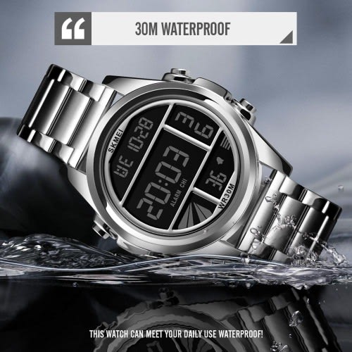 Men's Digital Bracelet Wristwatch-118- Silver