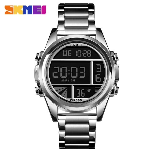 Men's Digital Bracelet Wristwatch-118- Silver