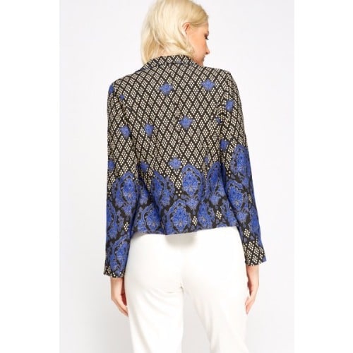 Mixed Print Blazer - Blue Multicolour
