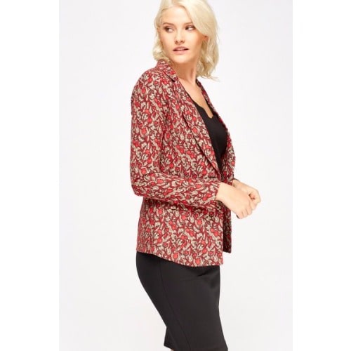 Kaktus Moda Floral Print Blazer - Red