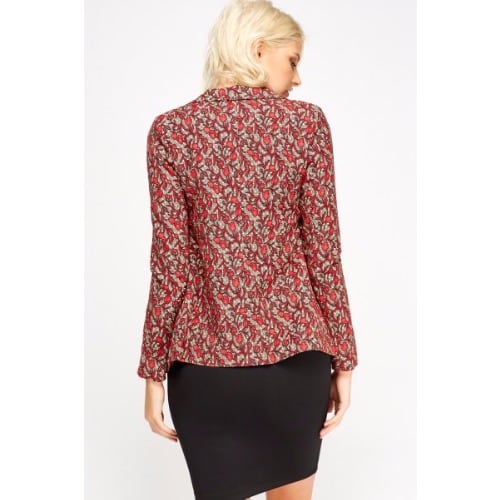 Kaktus Moda Floral Print Blazer - Red