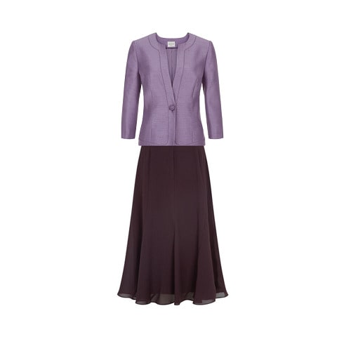 Round Neck Shantung Hostess Skirt Suit