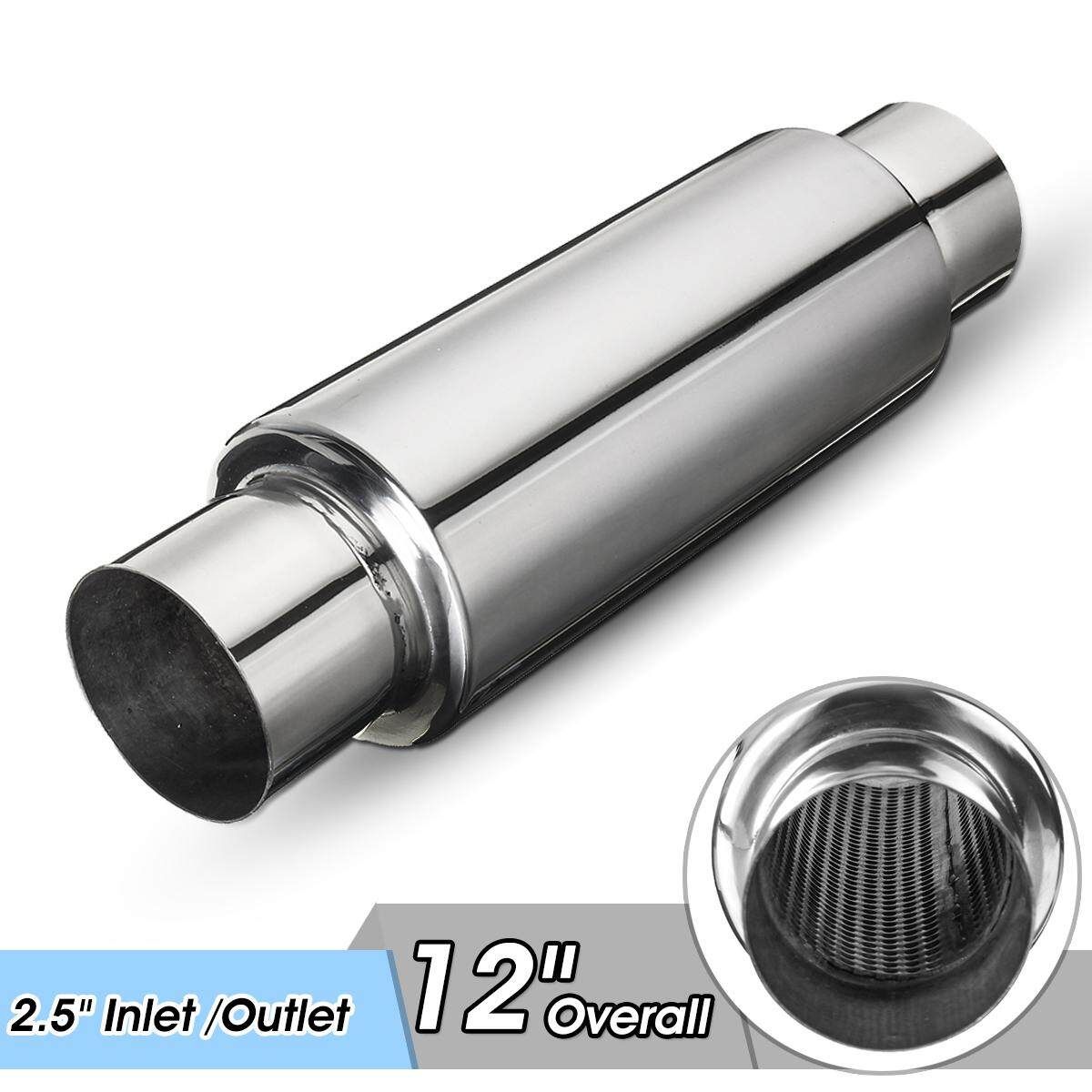 Exhaust Muffler / Resonator - 304 Stainless Steel - 2.5" In - 12" Long 141700920859