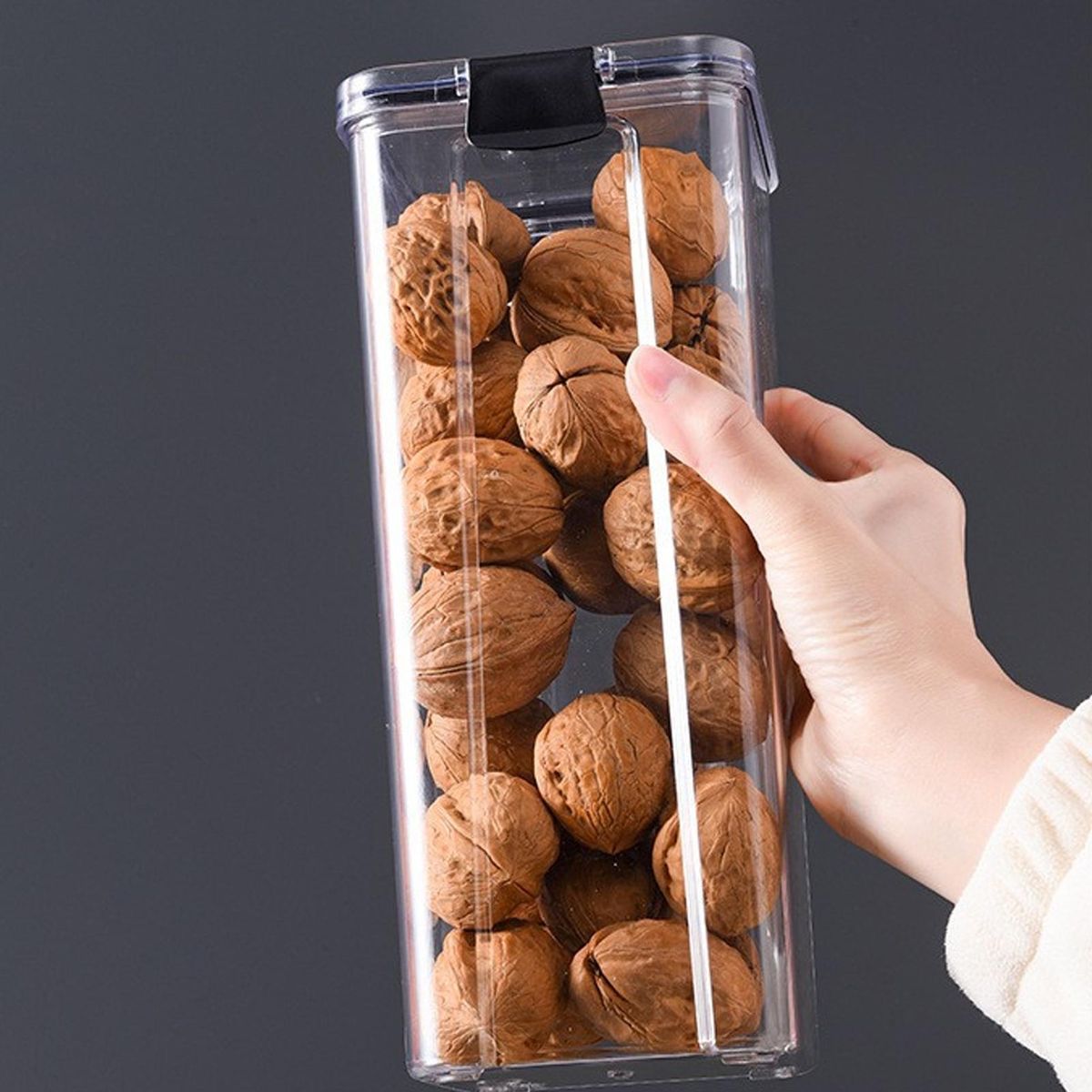 Food Storage Jar Kitchen Cereal Tank Food Rice Storage Container Black