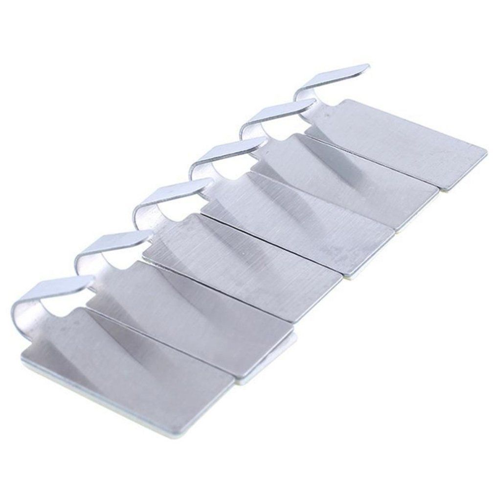 6pcs Adhesive Stainless Steel Bathroom Wall Hanger Stick Robe Towel