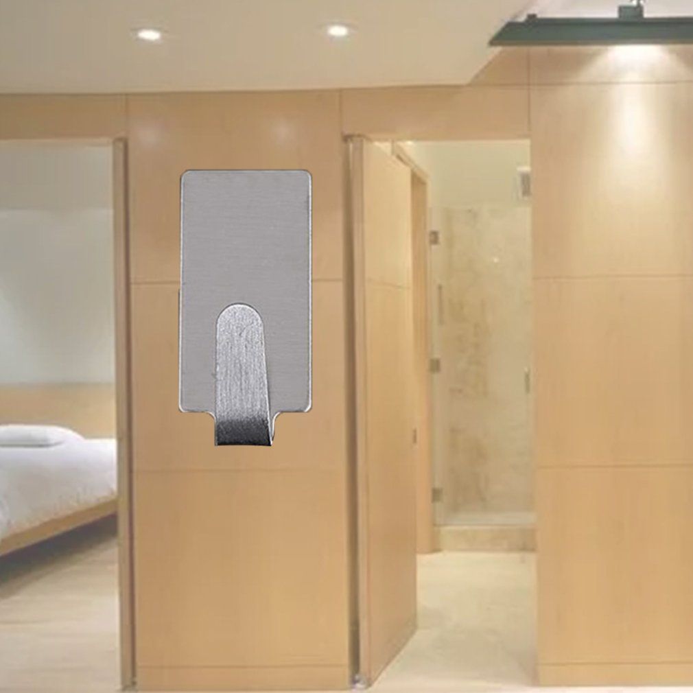 6pcs Adhesive Stainless Steel Bathroom Wall Hanger Stick Robe Towel