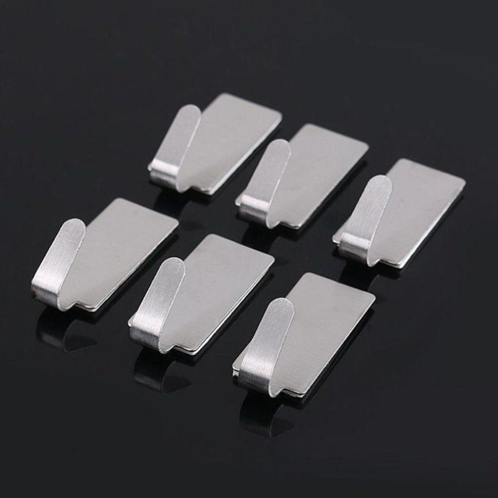 6pcs Adhesive Stainless Steel Bathroom Wall Hanger Stick Robe Towel