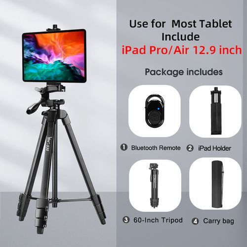 Camera Tripod For IPad Pro & Mobile Phone 150cm Alloy Tripod Stand Lightweight Bluetooth Remote & Tablet Holder For E-Book