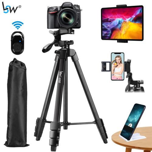 Camera Tripod For IPad Pro & Mobile Phone 150cm Alloy Tripod Stand Lightweight Bluetooth Remote & Tablet Holder For E-Book