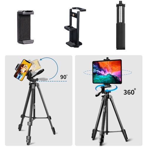 Camera Tripod For IPad Pro & Mobile Phone 150cm Alloy Tripod Stand Lightweight Bluetooth Remote & Tablet Holder For E-Book