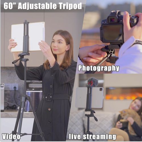 Camera Tripod For IPad Pro & Mobile Phone 150cm Alloy Tripod Stand Lightweight Bluetooth Remote & Tablet Holder For E-Book