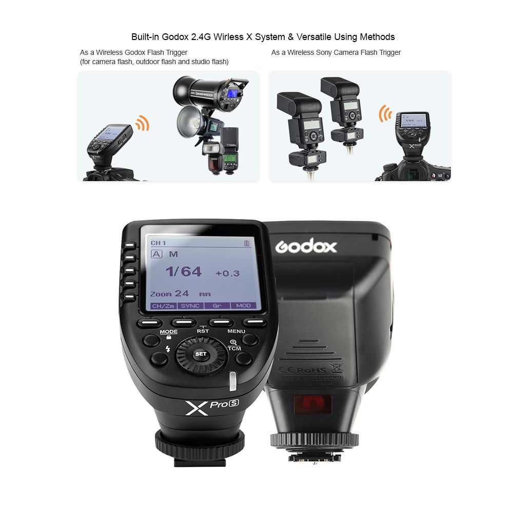 XproS TTL Wireless Flash Trigger Transmitter Support TTL Autoflash 1/8000s HSS Large LCD 5 Group Buttons 11 Customizable Functions For Sony A7 II A77 A99 ILCE-6000L A9 A7R A7RII A350 DSC-RX10