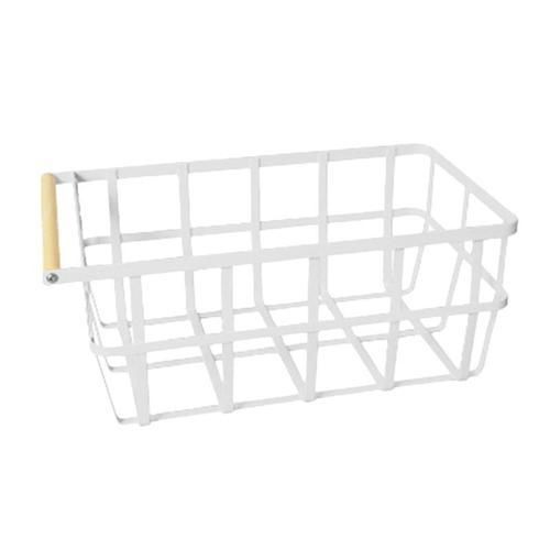 1 Pc Kitchen Iron Basket White Vegetable Wooden Handle Drainer Storage Case Holder Container For Hotel Home Restaurant