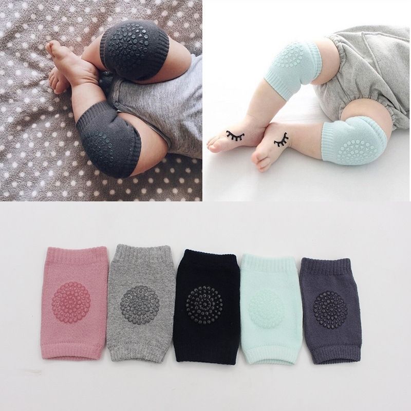 One Pair Anti-slip Children Baby Crawling Walking Knee Guard Elbow Guard Protecting Pads(Grey)