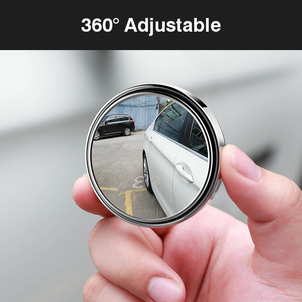 Car Vehicle Blind Spot Mirror Rear View Mirrors HD Convex Glass 360 Degree View Adjustable Mirror Silver