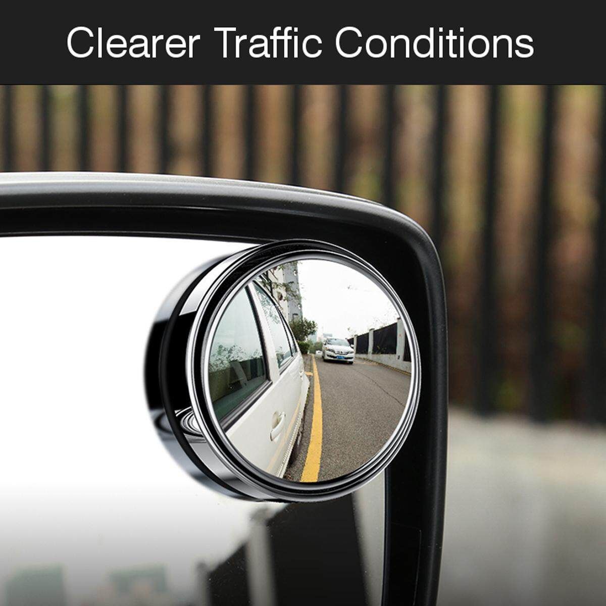 Car Vehicle Blind Spot Mirror Rear View Mirrors HD Convex Glass 360 Degree View Adjustable Mirror Silver