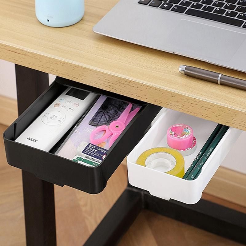 S Stick Table Storage Drawer Organizer Box Pencil Tray Desk  Under Desk Stand S-adhesive under-drawer Storage Box