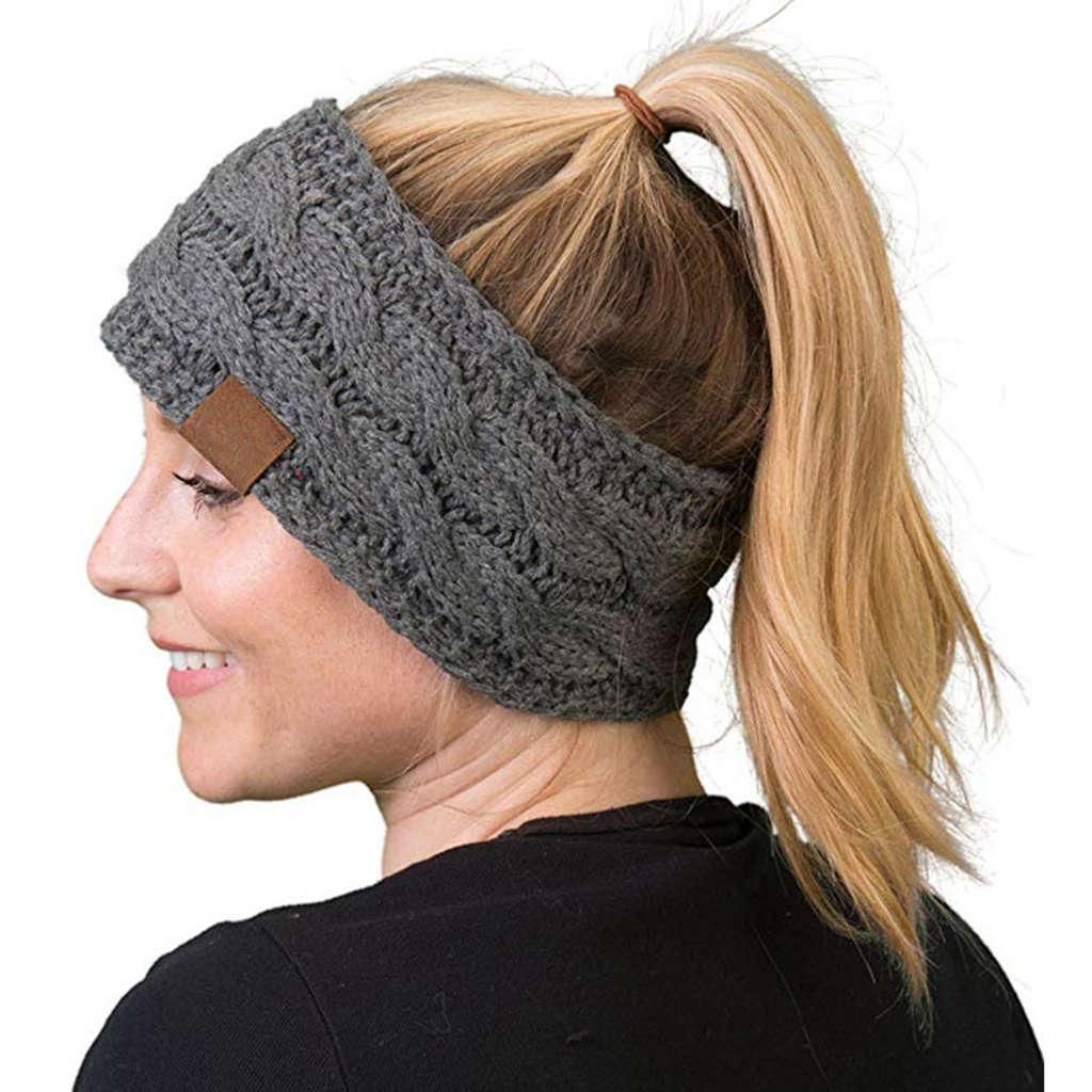 Khaki Yarn Color Ear Warmer Headband For Women Hair