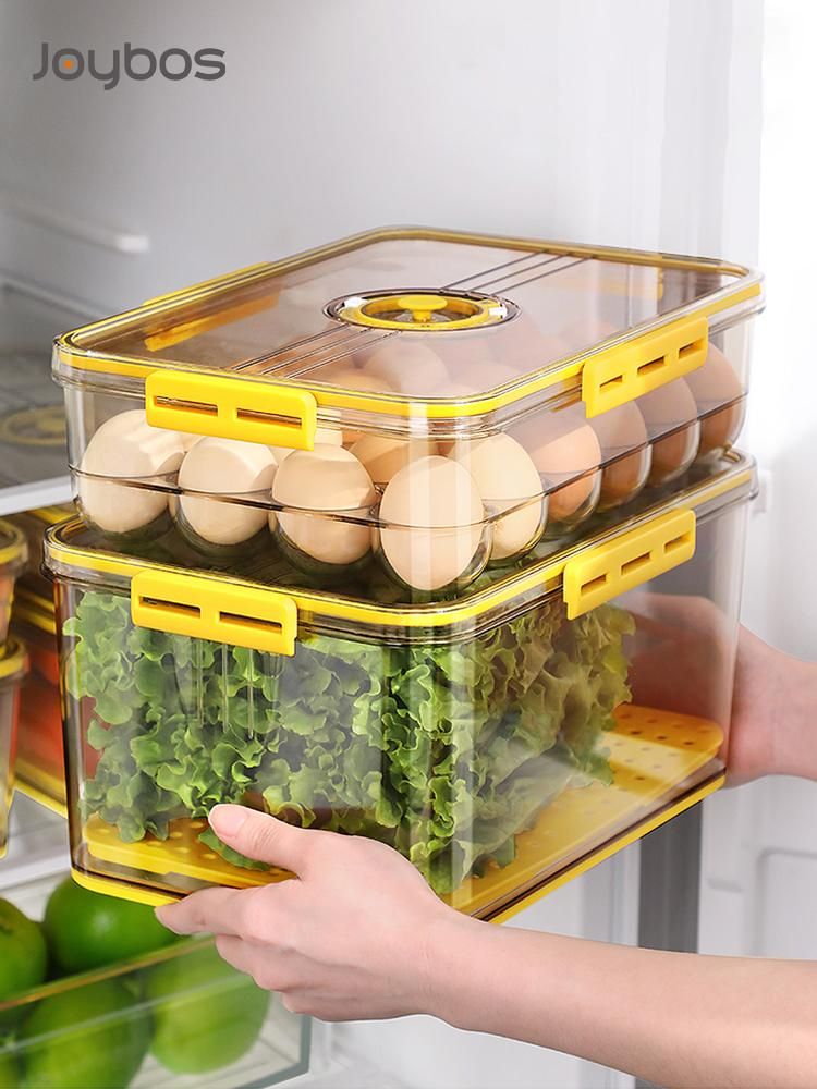Kitchen Storage Food organizer Container PET Seal Stable Cans For Fridge High-capacity Fresh Eggs Vegetable Fruit Storage Box