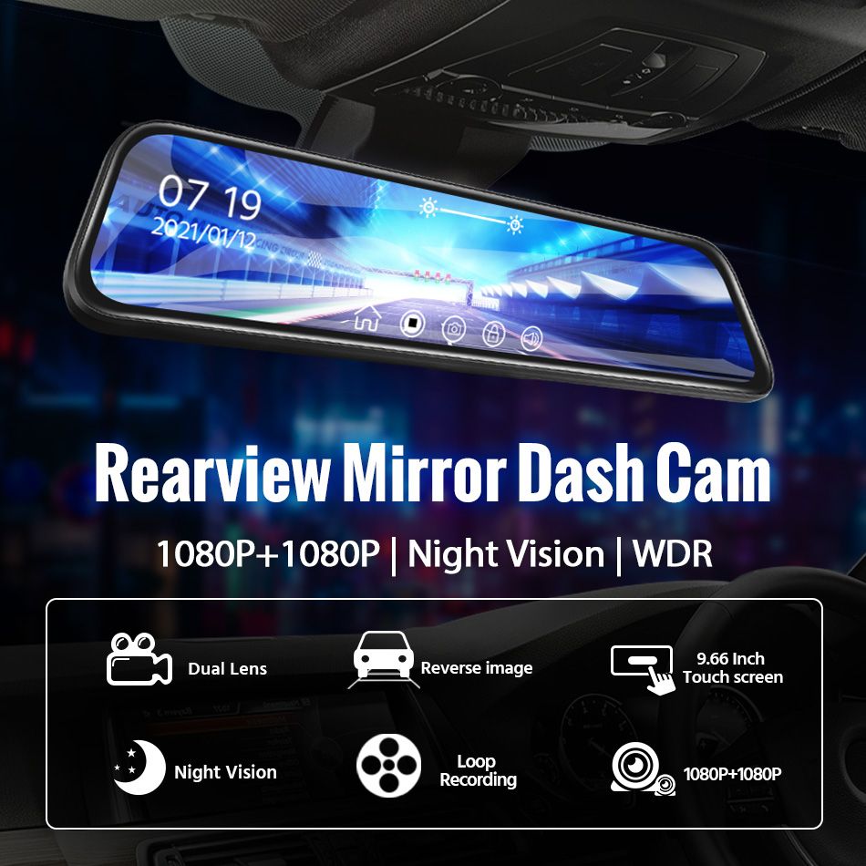 Car DVR Mirror Video Recorder 1080P Touch Screen Dashcam