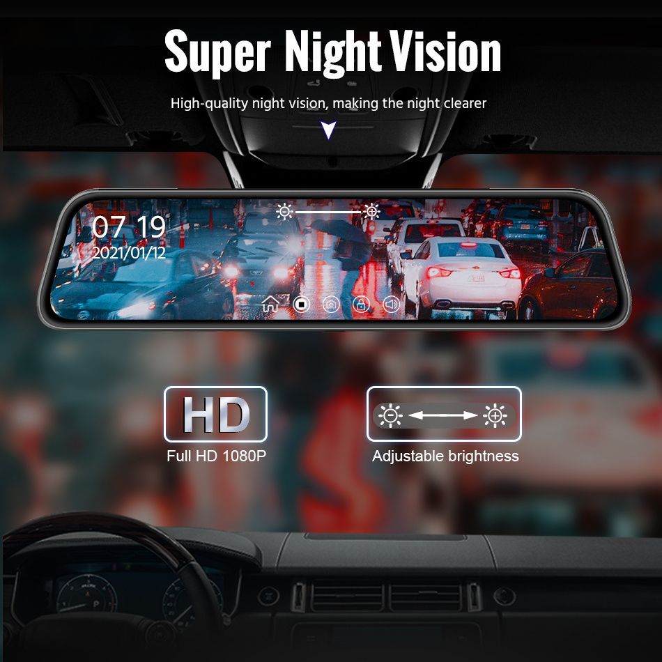 Car DVR Mirror Video Recorder 1080P Touch Screen Dashcam